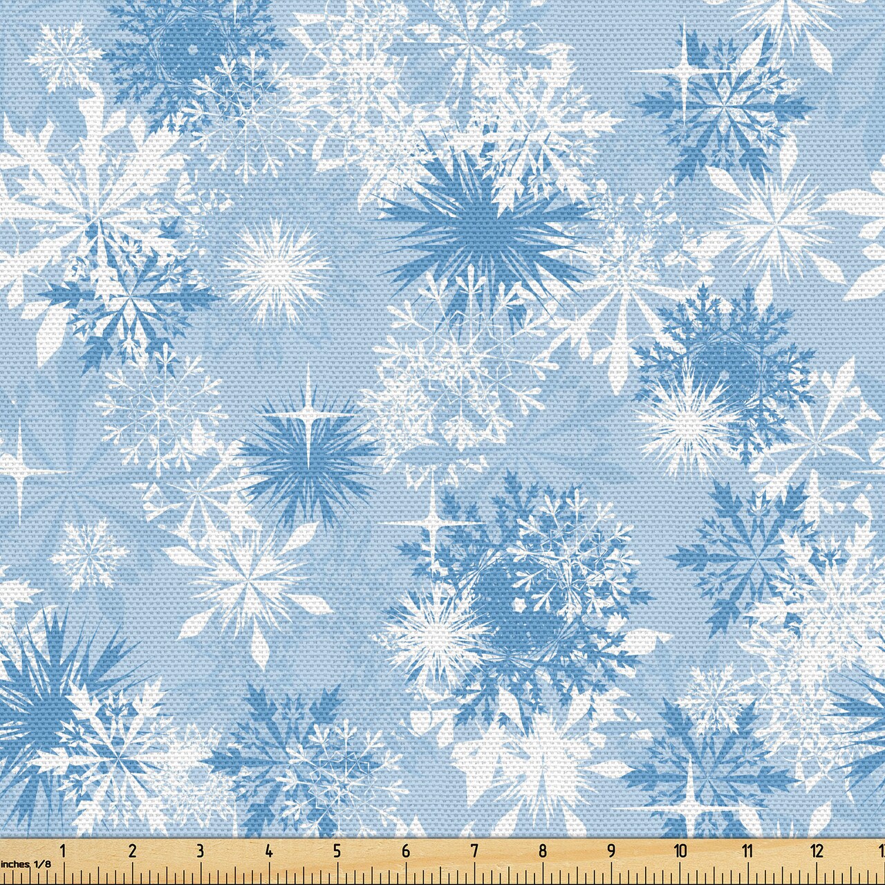 Ambesonne Snowflake Fabric by the Yard, Winter Holiday Illustration Christmas Snowflakes on Abstract Background, Decorative Fabric for Upholstery and Home Accents, 10 Yards, Pale Blue White